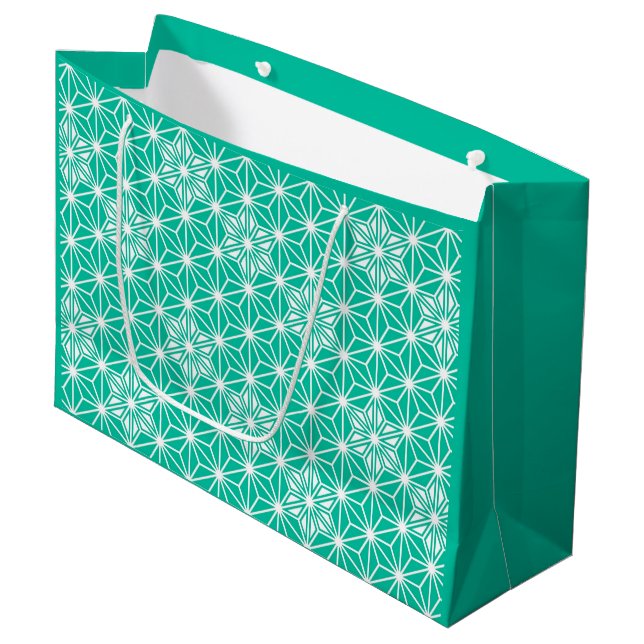 Japanese Asanoha pattern - peacock blue Large Gift Bag (Front Angled)
