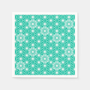 Japanese Asanoha pattern - peacock blue Napkin