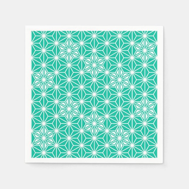 Japanese Asanoha pattern - peacock blue Napkin (Front)