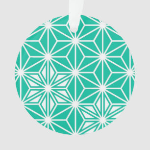 Japanese Asanoha pattern - peacock blue Ornament