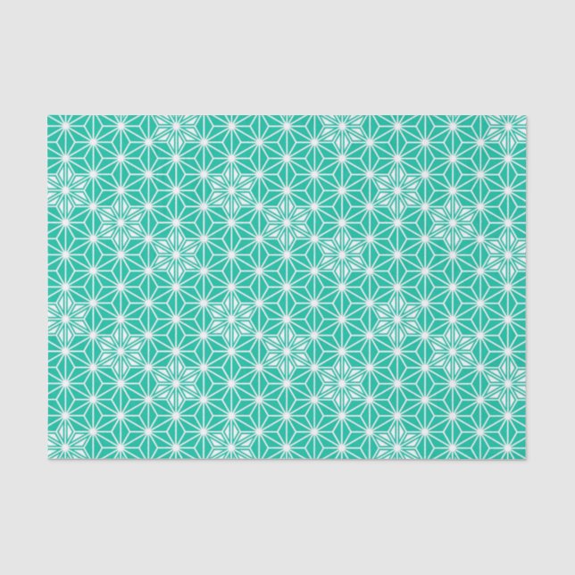 Japanese Asanoha pattern - peacock blue Tissue Paper (Front)
