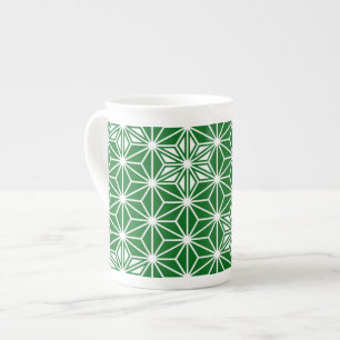 Japanese Asanoha pattern - pine green Bone China Mug