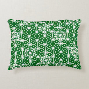 Japanese Asanoha pattern - pine green Decorative Cushion