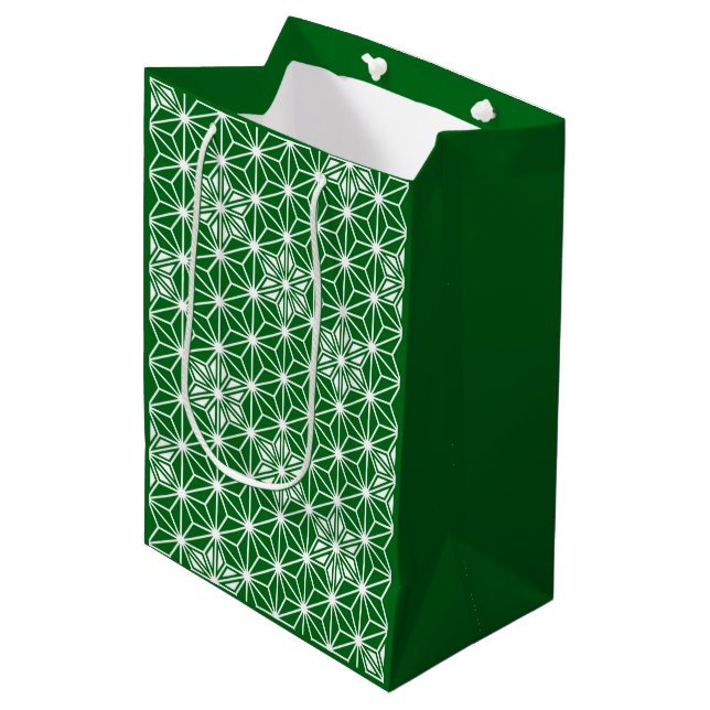 Japanese Asanoha pattern - pine green Medium Gift Bag (Front Angled)