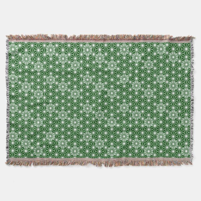 Japanese Asanoha pattern - pine green Throw Blanket (Front)