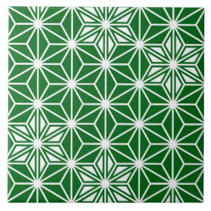 Japanese Asanoha pattern - pine green Tile