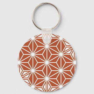 Japanese Asanoha pattern - terracotta Key Ring