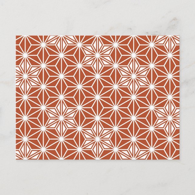 Japanese Asanoha pattern - terracotta Postcard (Front)