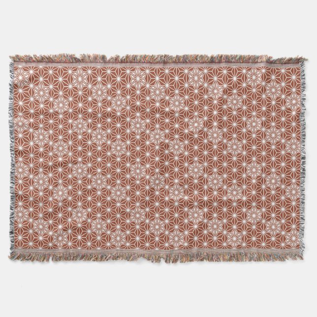 Japanese Asanoha pattern - terracotta Throw Blanket (Front)
