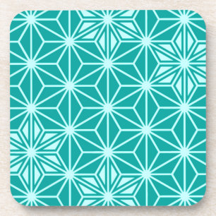 Japanese Asanoha pattern - turquoise Coaster