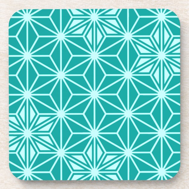 Japanese Asanoha pattern - turquoise Coaster (Front)