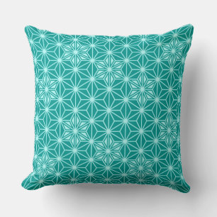 Japanese Asanoha pattern - turquoise Cushion