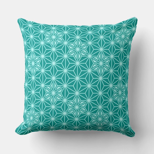 Japanese Asanoha pattern - turquoise Cushion (Front)