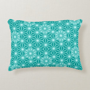 Japanese Asanoha pattern - turquoise Decorative Cushion