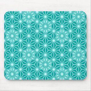 Japanese Asanoha pattern - turquoise Mouse Mat