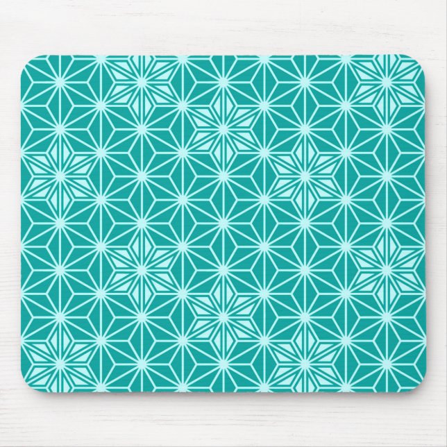 Japanese Asanoha pattern - turquoise Mouse Mat (Front)