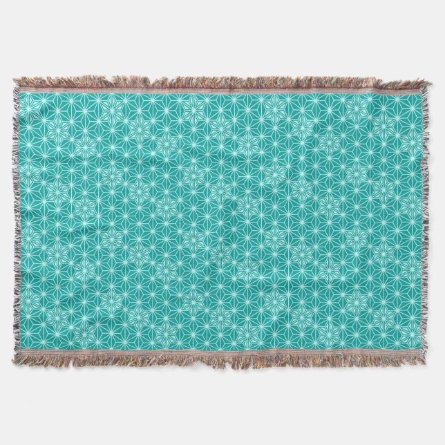 Japanese Asanoha pattern - turquoise Throw Blanket (Front)