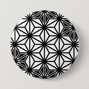 Japanese Asanoha pattern - white and black 7.5 Cm Round Badge