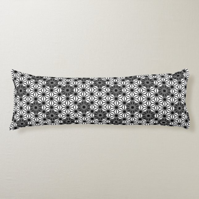 Japanese Asanoha pattern - white and black Body Cushion (Front)