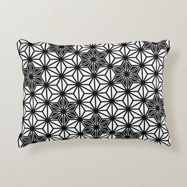 Japanese Asanoha pattern - white and black Decorative Cushion (Front)
