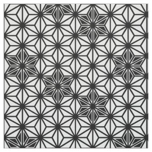 Japanese Asanoha pattern - white and black Fabric