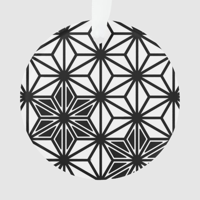 Japanese Asanoha pattern - white and black Ornament (Front)