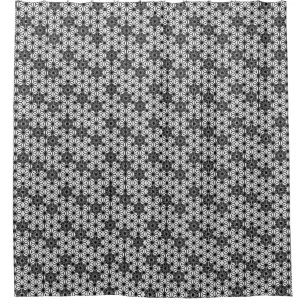 Japanese Asanoha pattern - white and black Shower Curtain