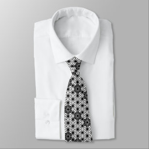 Japanese Asanoha pattern - white and black Tie