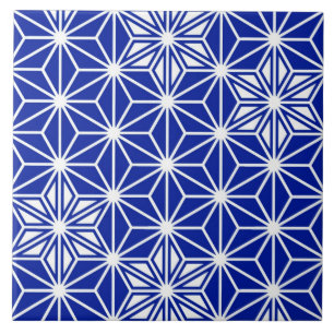 Japanese Asanoha / Star Pattern, Cobalt Blue Tile