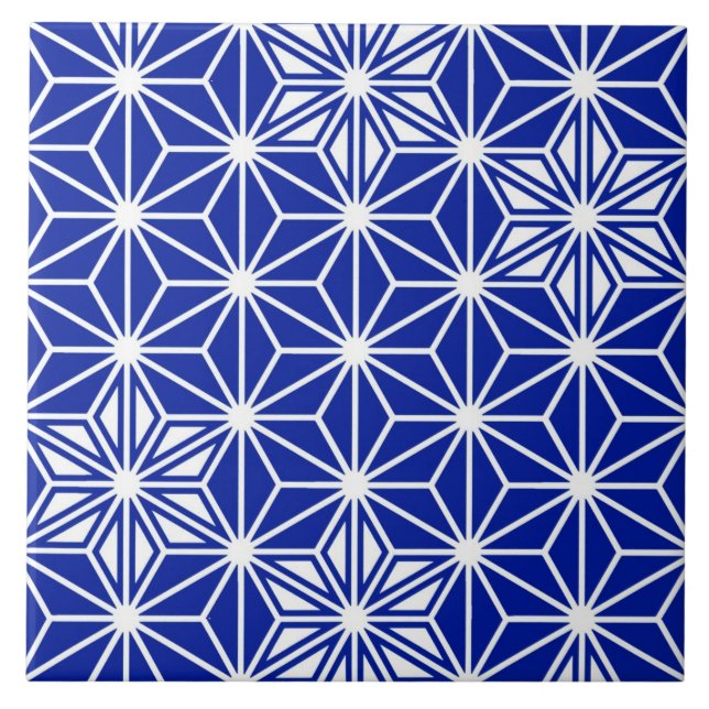 Japanese Asanoha / Star Pattern, Cobalt Blue Tile (Front)