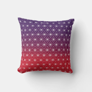 Japanese Asanoha Traditional Pattern Red & Purple Cushion