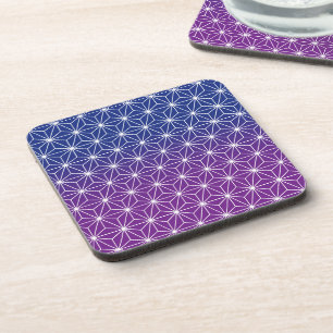 Japanese Asanoha Traditional Print Blue & Purple Coaster