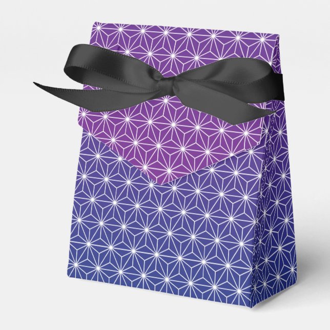 Japanese Asanoha Traditional Print Blue & Purple Favour Box (Front Side)