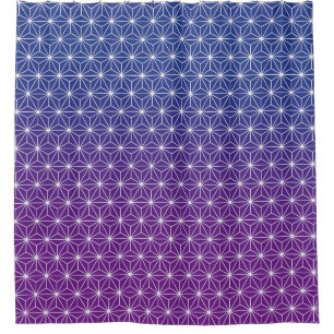 Japanese Asanoha Traditional Print Blue & Purple Shower Curtain