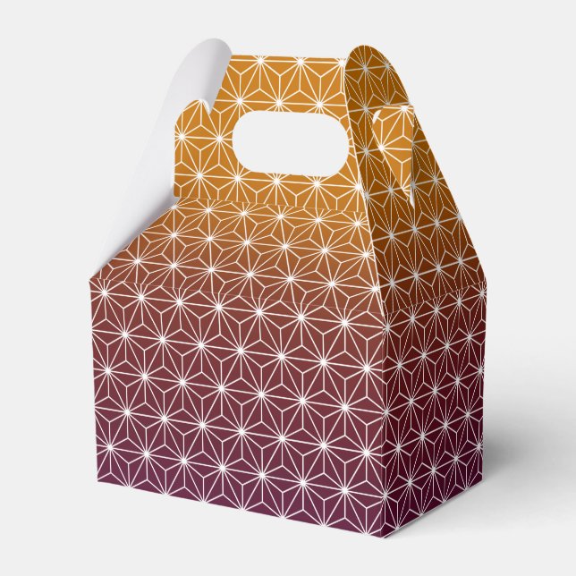 Japanese Asanoha Traditional Print Burgundy & Gold Favour Box (Front Side)