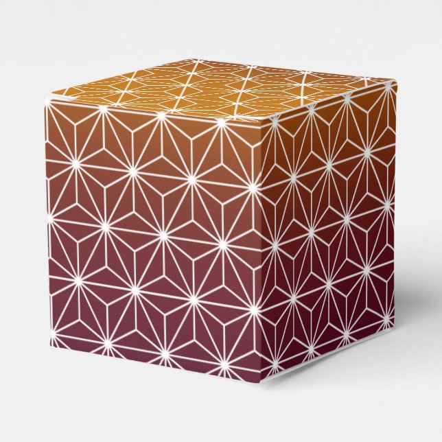 Japanese Asanoha Traditional Print Burgundy & Gold Favour Box (Front Side)