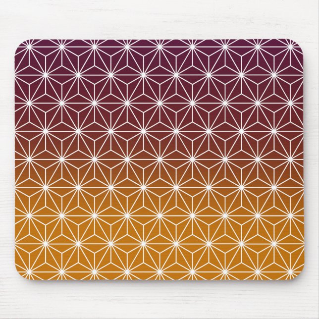 Japanese Asanoha Traditional Print Burgundy & Gold Mouse Mat (Front)