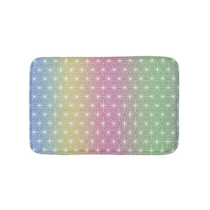 Japanese Asanoha Traditional Print Pastel Rainbow Bath Mat