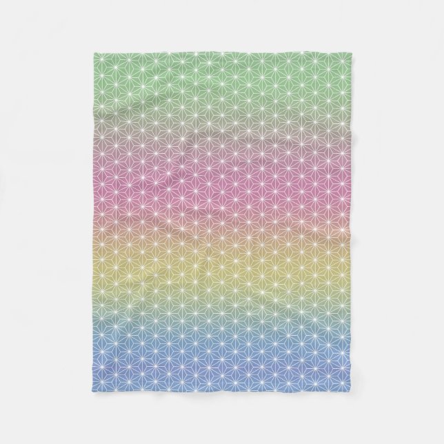 Japanese Asanoha Traditional Print Pastel Rainbow Fleece Blanket (Front)