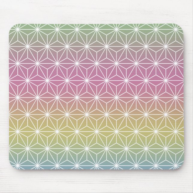 Japanese Asanoha Traditional Print Pastel Rainbow Mouse Mat (Front)