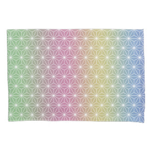 Japanese Asanoha Traditional Print Pastel Rainbow Pillowcase