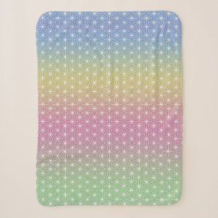 Japanese Asanoha Traditional Print Pastel Rainbow Sherpa Blanket