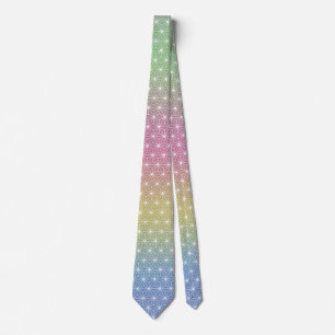 Japanese Asanoha Traditional Print Pastel Rainbow Tie