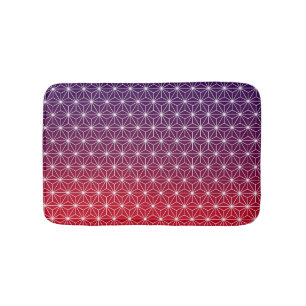 Japanese Asanoha Traditional Print Red & Purple Bath Mat
