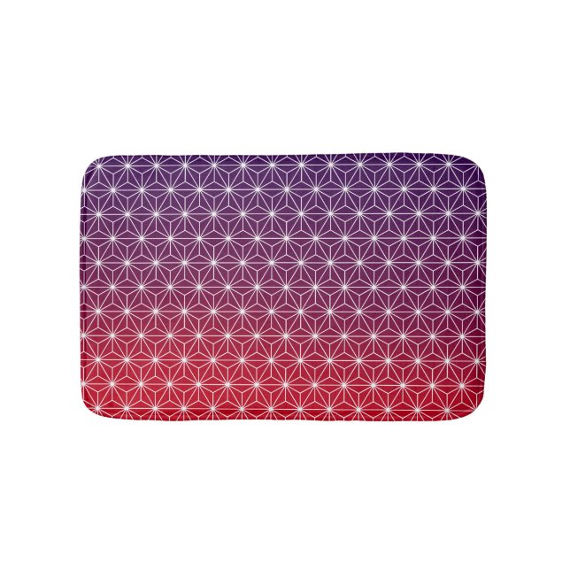 Japanese Asanoha Traditional Print Red & Purple Bath Mat (Front)