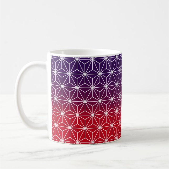 Japanese Asanoha Traditional Print Red & Purple Coffee Mug (Left)