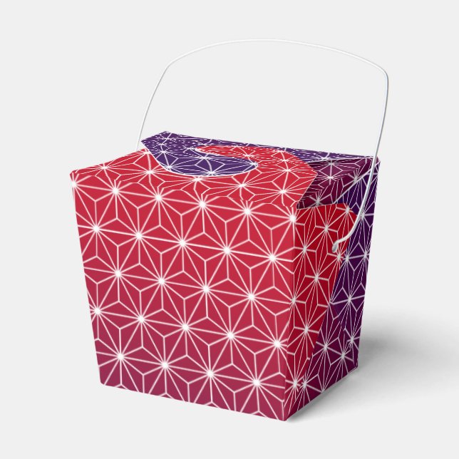 Japanese Asanoha Traditional Print Red & Purple Favour Box (Front Side)