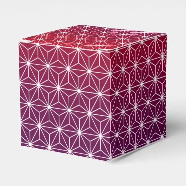 Japanese Asanoha Traditional Print Red & Purple Favour Box (Front Side)