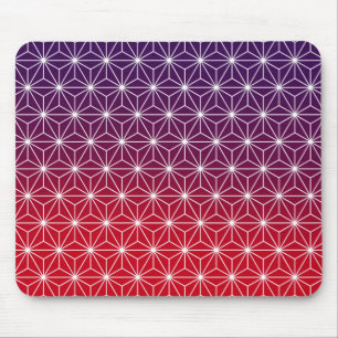 Japanese Asanoha Traditional Print Red & Purple Mouse Mat