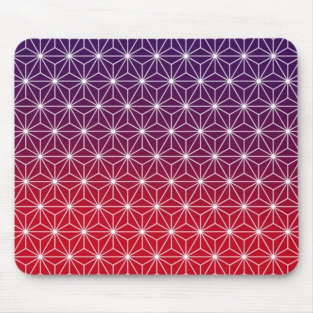 Japanese Asanoha Traditional Print Red & Purple Mouse Mat (Front)